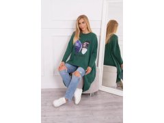 Oversize halenka s potiskem tmavě zelená