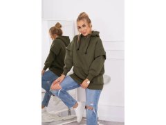 Zateplená halenka s polovičním rolákem khaki barvy