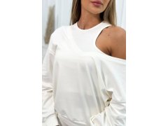 3-dílný set halenka + top + legíny ecru