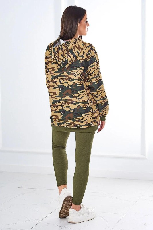 3dílná souprava Vřesoviště halenka, top a legíny khaki + béžová