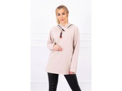Béžová tunika na zip s&nbsp;kapucí Oversize