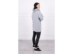 Tunika na zip s&nbsp;kapucí Oversize šedá