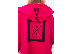 Pláštěnka oversize s kapucí fuchsiová