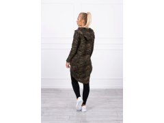 Mikina moro s&nbsp;dlouhými zády khaki+zelená