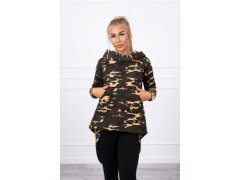 Mikina moro s&nbsp;dlouhými zády khaki+hnědá