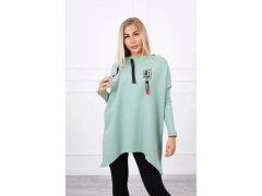 Oversize mikina s asymetrickými boky tmavě mátová