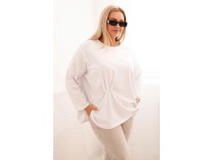 Dámská blůza Plus Size s bavlnou, kapsou a ohrnutým rukávem kiwi 7683265