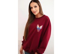 Dámská oversized mikina z&nbsp;bavlny s&nbsp;barevnými křídly na zádech bordová