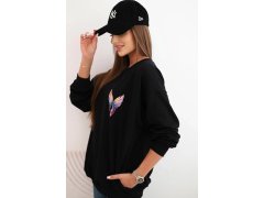 Dámská oversize mikina z&nbsp;bavlny s&nbsp;barevnými křídly na zádech černá