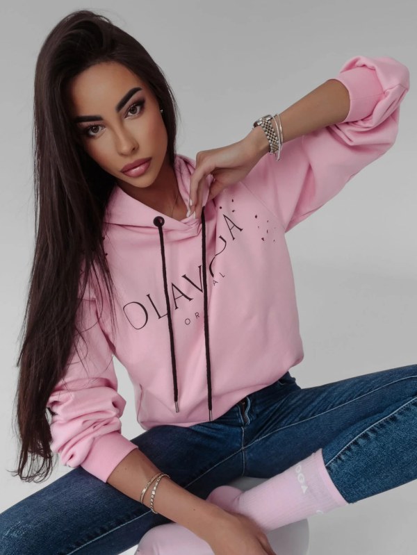 Dámská mikina 277347 pudrově růžová - Ola Voga - Dámské oblečení Ženy mikiny