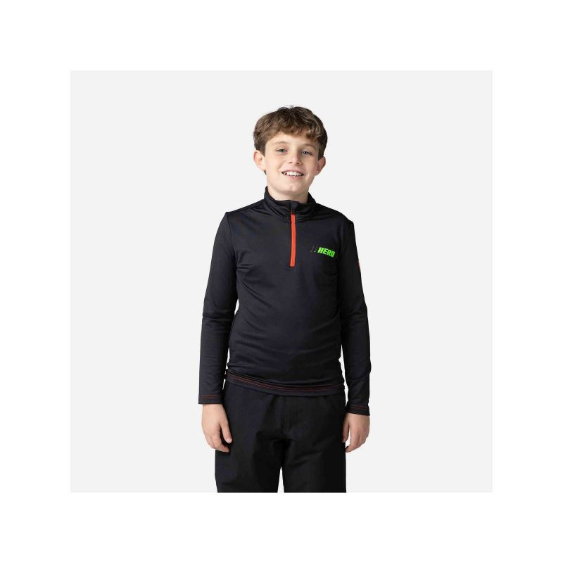 ROSSIGNOL Boy Hero 1/2 Zip Warm Stretch mikina s kapucí černá