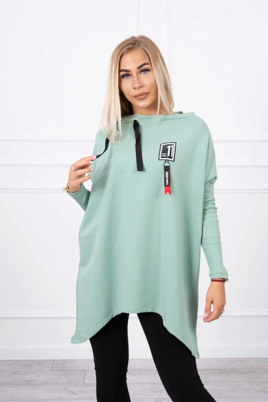 Oversize mikina s&nbsp;asymetrickými boky tmavě mátová - Dámské oblečení Ženy mikiny