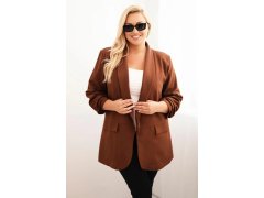 Dámská elegantní plus size sako čokoládová