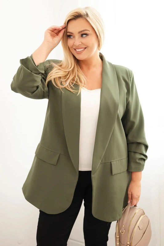 Dámská elegantní Plus Size sako khaki