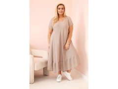 Dámské šaty plus size s krátkým rukávem a volánem z lehké viskózy fango