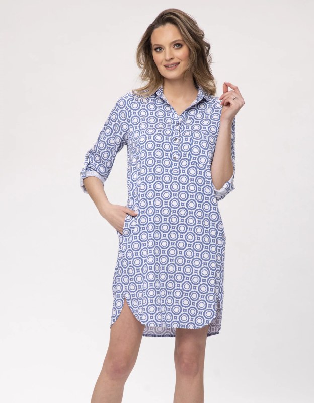 Dámské šaty Look 715 Pacifico modrá/bílá - Made With Love - Dámské oblečení Ženy šaty