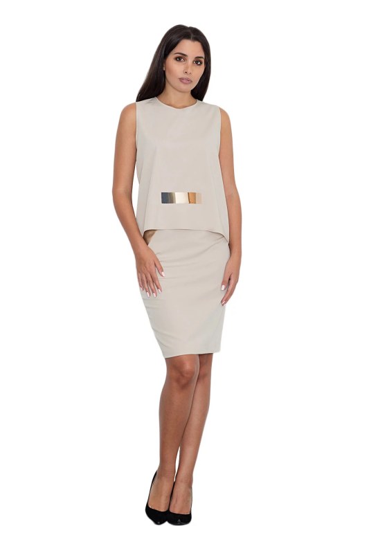 Dámské šaty - set M584 béžové - Figl - Dámské oblečení Ženy šaty