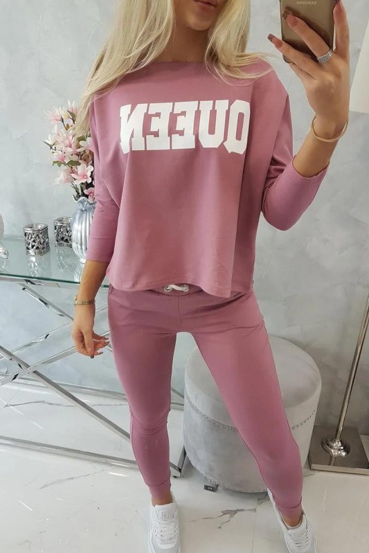Sada s potiskem Queen tmavě růžová