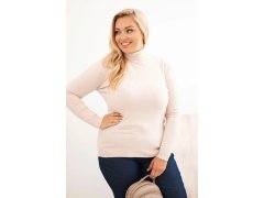 Dámský viskózový svetr Plus Size s klasickým střihem béžový