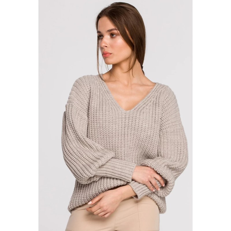 Dámský svetr S268 béžový - Stylove - Dámské oblečení Ženy svetry