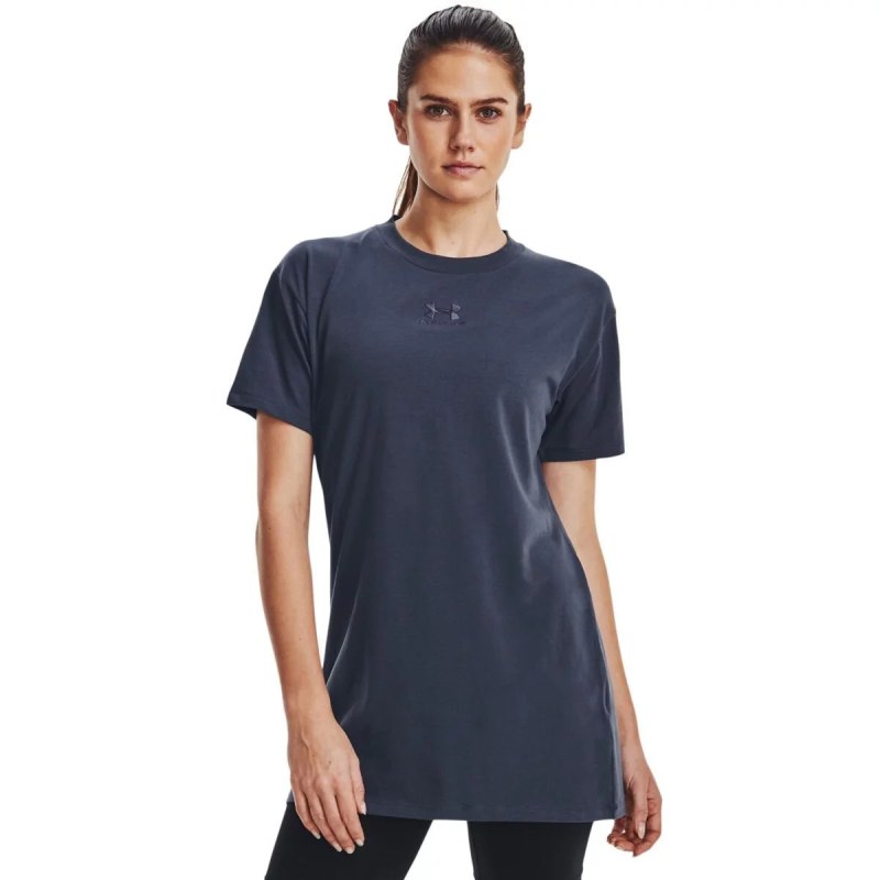 Dámské tričko Printed Extended SS SS23 tm.šedé - Under Armour - Dámské oblečení Ženy trika