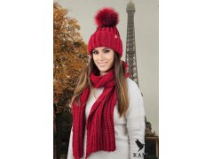 Komplet čepice a šála Hat&Scarf K.23.211.21 tmavě červená - Kamea 1