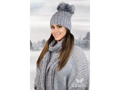 Komplet čepice a&nbsp;šála K.22.261.05 Světle šedý - Kamea 1