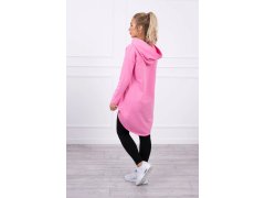 Dámská prodloužená mikina s&nbsp;kapucí 9116 Růžová - K-Fashion 1