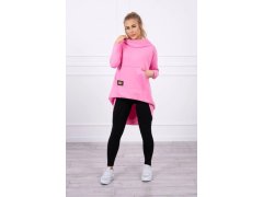Dámská prodloužená mikina s&nbsp;kapucí 9116 Růžová - K-Fashion 2
