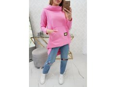 Dámská prodloužená mikina s&nbsp;kapucí 9116 Růžová - K-Fashion 4