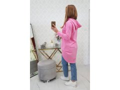 Dámská prodloužená mikina s&nbsp;kapucí 9116 Růžová - K-Fashion 5