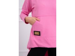 Dámská prodloužená mikina s&nbsp;kapucí 9116 Růžová - K-Fashion 6