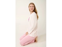 Dámské pyžamo s&nbsp;potiskem 21932 Světle růžová s&nbsp;ecru - Vamp 1