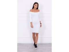 Dámské mini vroubkované šaty 8974 Bílá - K-Fashion 3