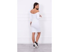Dámské mini vroubkované šaty 8974 Bílá - K-Fashion 5