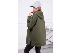 Dámská zateplená mikina s kapucí 9380 Khaki zelená - K-Fashion 2