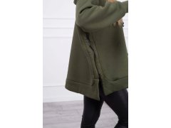 Dámská zateplená mikina s kapucí 9380 Khaki zelená - K-Fashion 3