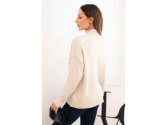 Dámský svetr volný styl 35209 Béžový - K-Fashion 1