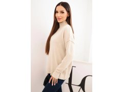 Dámský svetr volný styl 35209 Béžový - K-Fashion 2