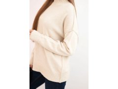 Dámský svetr volný styl 35209 Béžový - K-Fashion 3