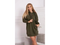 Dámské šaty s kapucí 68470 Khaki zelená - K-Fashion 5