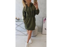 Dámské šaty s kapucí 68470 Khaki zelená - K-Fashion 6