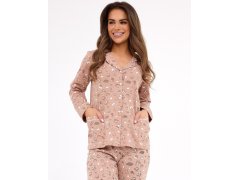 Dámské pyžamo Smile 4 482/434 Tmavě béžová vzor - Cornette 2