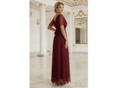 Dlouhé lesklé šaty 635-5 MELANIA vínové - Numoco 2