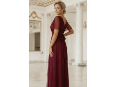 Dlouhé lesklé šaty 635-5 MELANIA vínové - Numoco 6