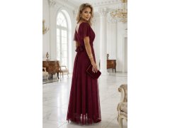 Dlouhé lesklé šaty 635-5 MELANIA vínové - Numoco 7