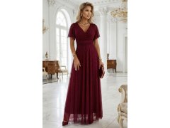 Dlouhé lesklé šaty 635-5 MELANIA vínové - Numoco 8