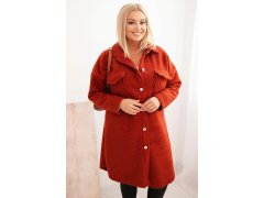Dámský kabát Plus Size s vlnou ART0286 rudy - Kesi 1