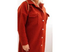 Dámský kabát Plus Size s vlnou ART0286 rudy - Kesi 3
