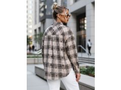 Dámská kostkovaná košile DY0485 béžovo-černá - FashionStreet 1